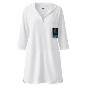 Speedo Aquatic Hooded Cover Up NWT UPF 50+ Robe White Sz XL Pool Beach Vacation